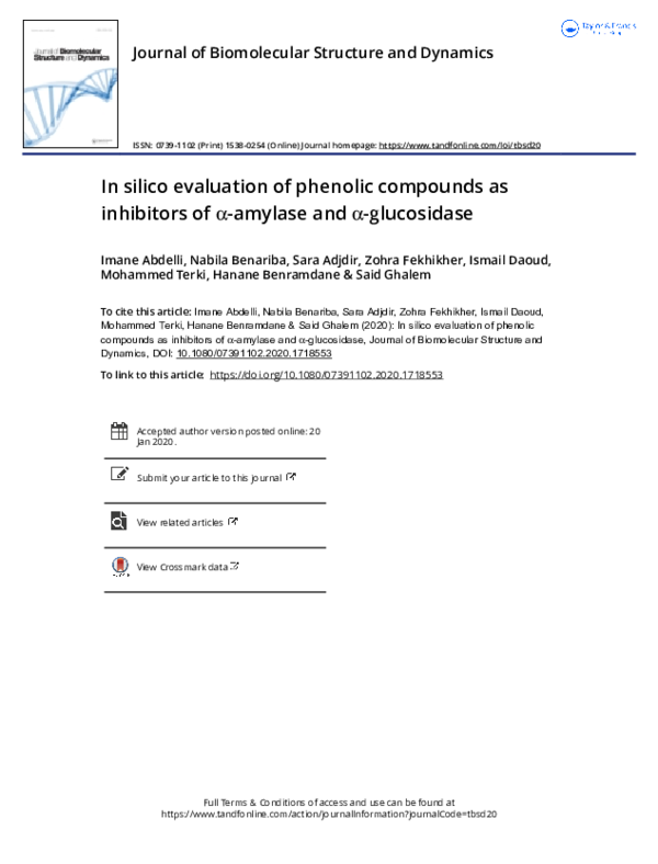 (PDF) In silico evaluation of phenolic compounds as inhibitors of Α ...