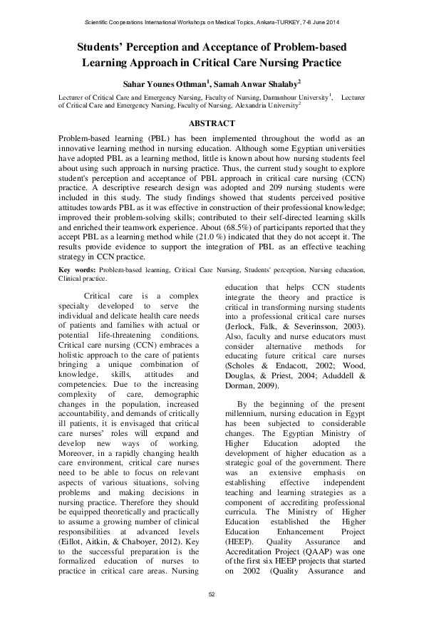 (PDF) Students ’ Perception and Acceptance of Problem-based Learning ...