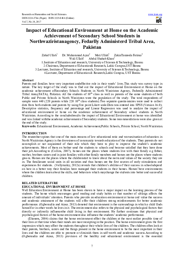 (PDF) Impact of Educational Environment at Home on the Academic ...
