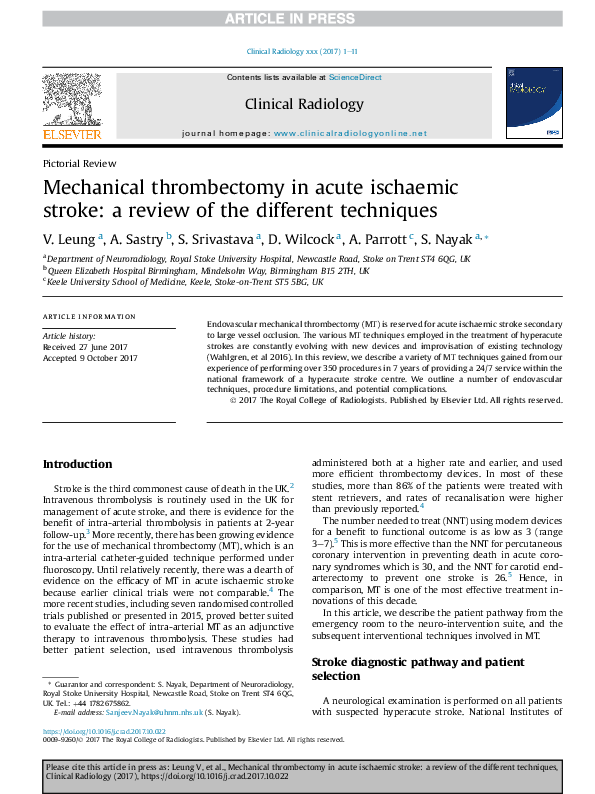 (PDF) Mechanical Thrombectomy in Acute Ischaemic Stroke: A Review of ...
