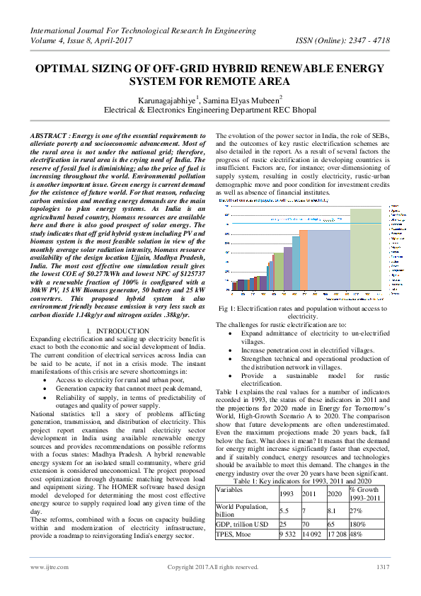 (PDF) Optimal Sizing of Off-Grid Hybrid Renewable Energy System for ...