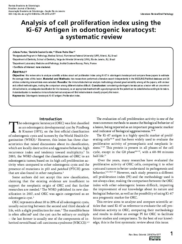 (PDF) Analysis of cell proliferation index using the Ki-67 Antigen in ...