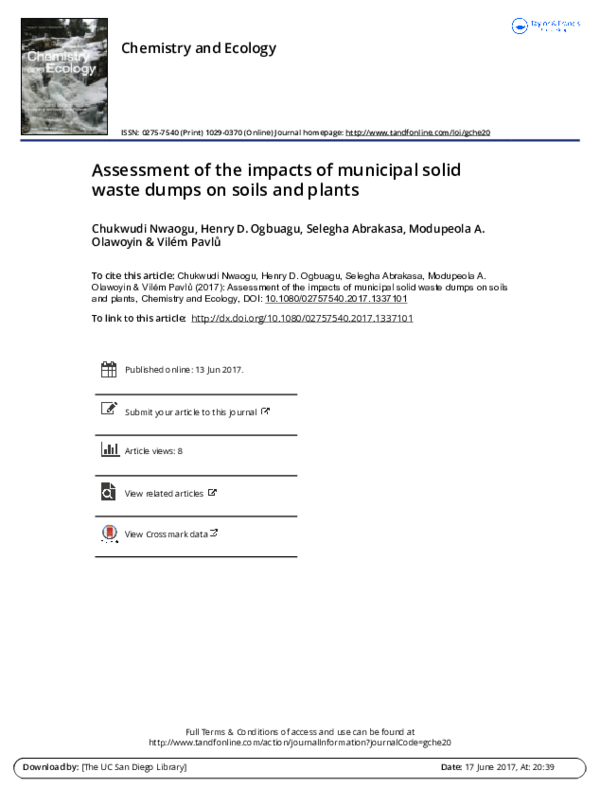 (PDF) Assessment of the impacts of municipal solid waste dumps on soils ...