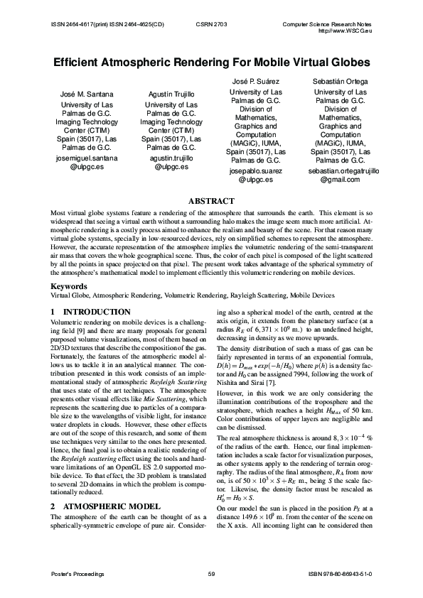 (PDF) Efficient atmospheric rendering for mobile virtual globes