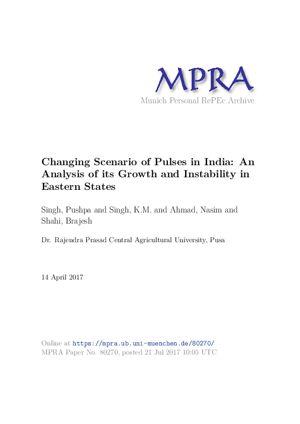 (PDF) Changing Scenario of Pulses in India: An Analysis of its Growth ...