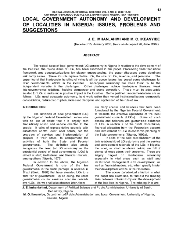 (PDF) Local government autonomy and development of localities in ...