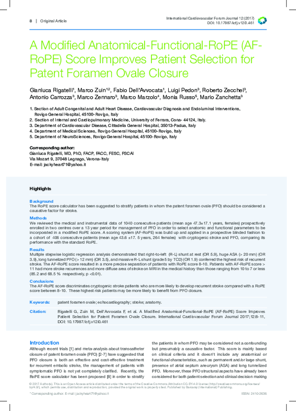 (PDF) A Modified Anatomical-Functional-RoPE (AF-RoPE) Score Improves ...