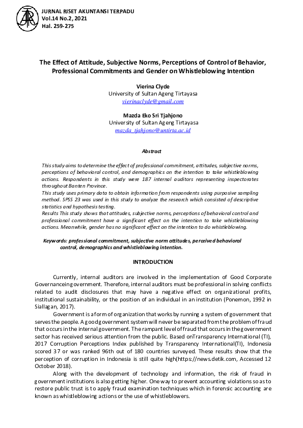 (PDF) The Effect of Attitude Subjective Norms, Perceptions of Control ...