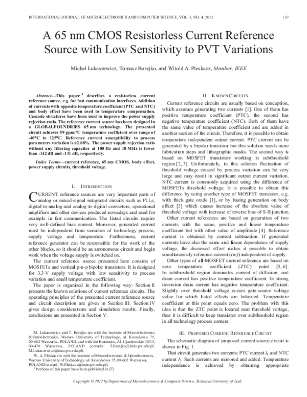 (PDF) A 65 nm CMOS Resistorless Current Reference Source with Low ...