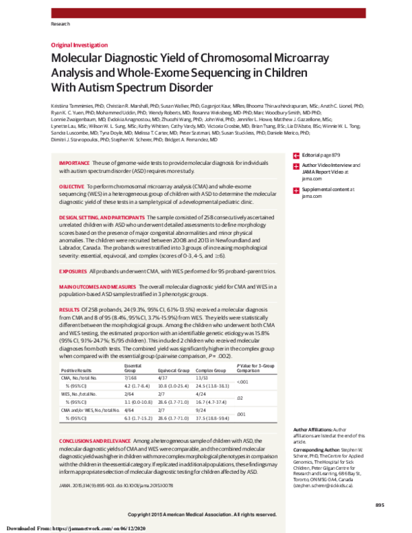 (PDF) Molecular Diagnostic Yield of Chromosomal Microarray Analysis and
