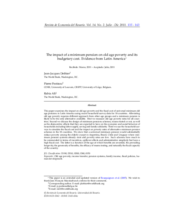 (PDF) The impact of a minimum pension on old age poverty and its ...