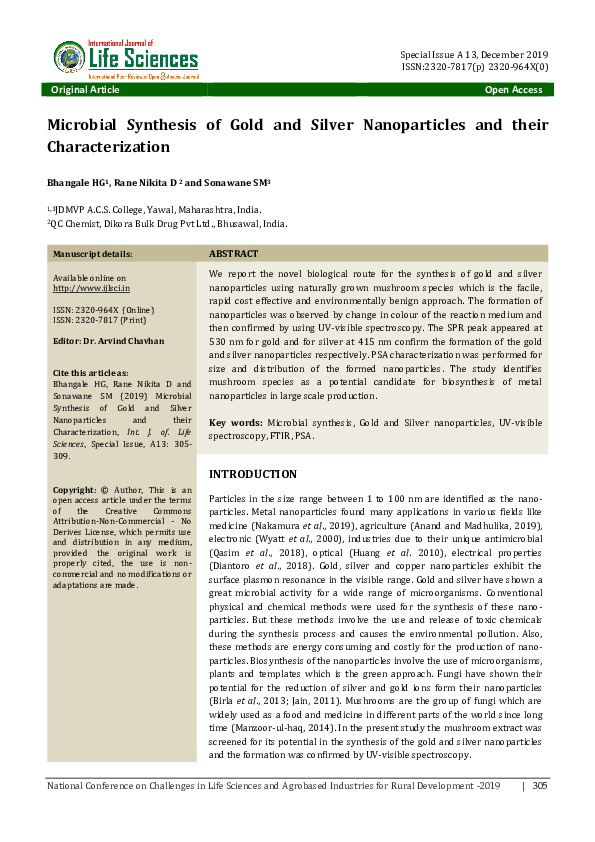 (PDF) Microbial synthesis of gold and silver nanoparticles and their ...
