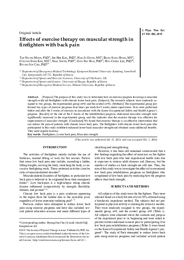 (PDF) Effects of exercise therapy on muscular strength in firefighters ...