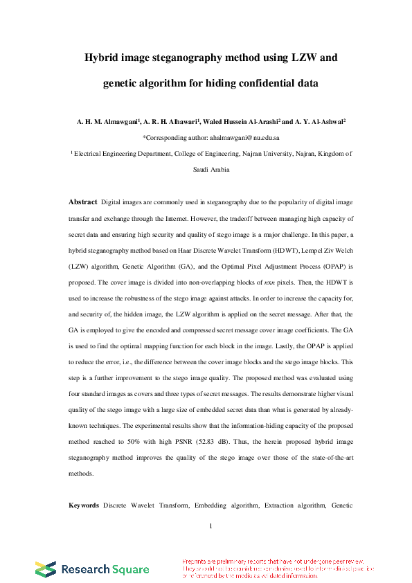 (PDF) Hybrid Image Steganography Method Using LZW and Genetic Algorithm ...