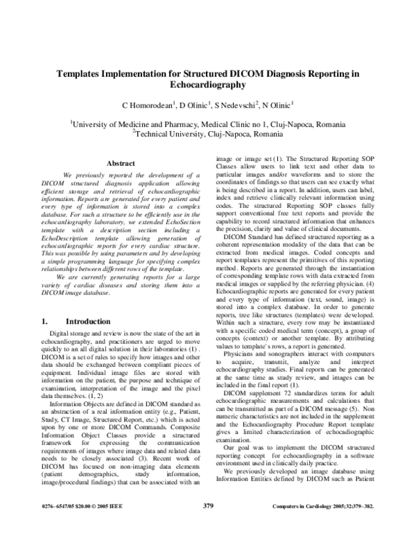 (PDF) Templates implementation for structured DICOM diagnosis reporting ...