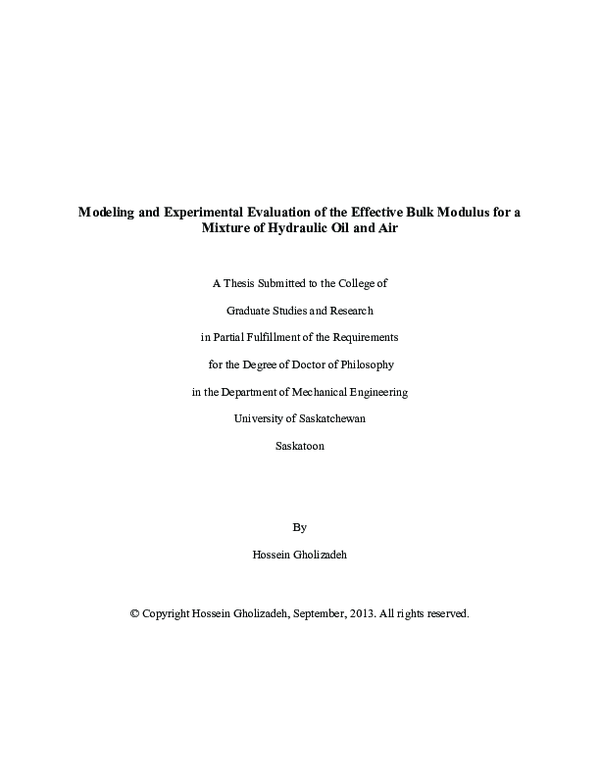 (PDF) Modeling and Experimental Validation of the Effective Bulk