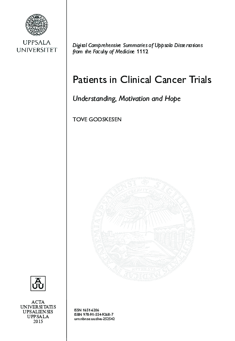 (PDF) Patients in Clinical Cancer Trials : Understanding, Motivation ...