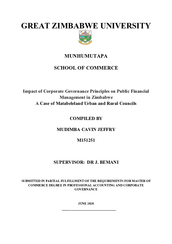 (DOC) GREAT ZIMBABWE UNIVERSITY MUNHUMUTAPA SCHOOL OF COMMERCE Impact