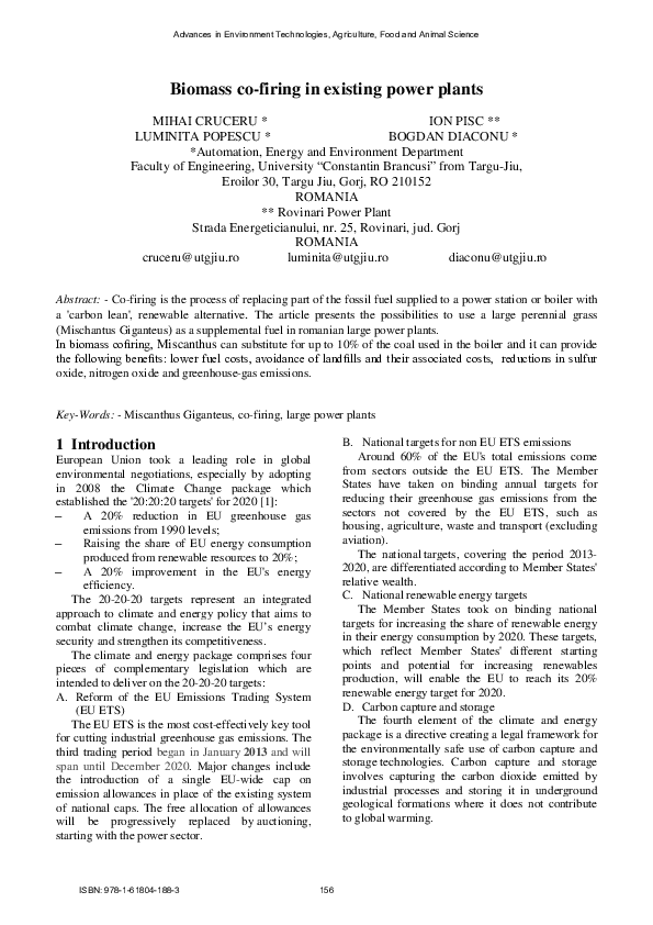 (PDF) Biomass co-firing in existing power plants | luminita popescu ...