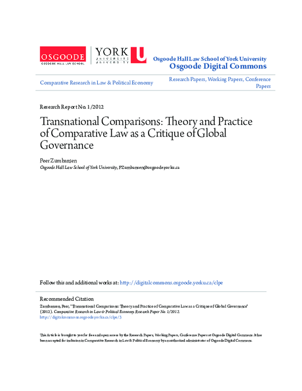 (PDF) Transnational comparisons: theory and practice of comparative law ...