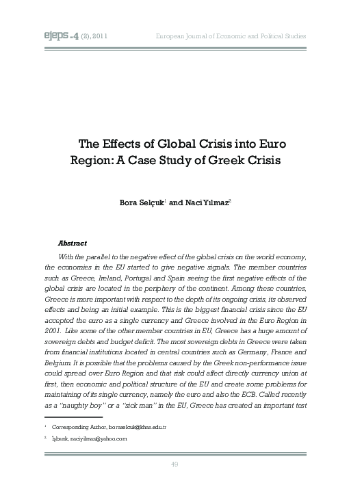 (PDF) The Effects of Global Crisis into Euro Region: A Case Study of ...