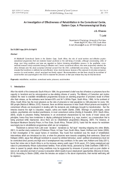 (PDF) An Investigation of Effectiveness of Rehabilitation in the ...