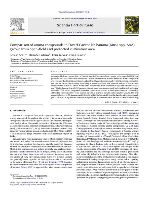 (PDF) Comparison of aroma compounds in Dwarf Cavendish banana (Musa spp