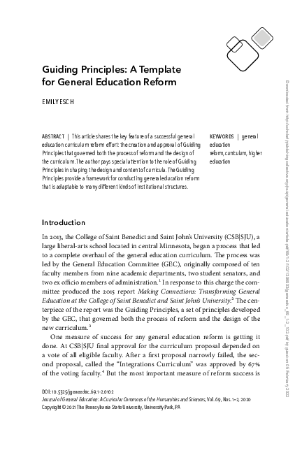 (PDF) Guiding Principles: A Template for General Education Reform