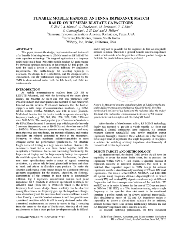 (PDF) Tunable Mobile Handset Antenna Impedance Match Based on RF Mems ...