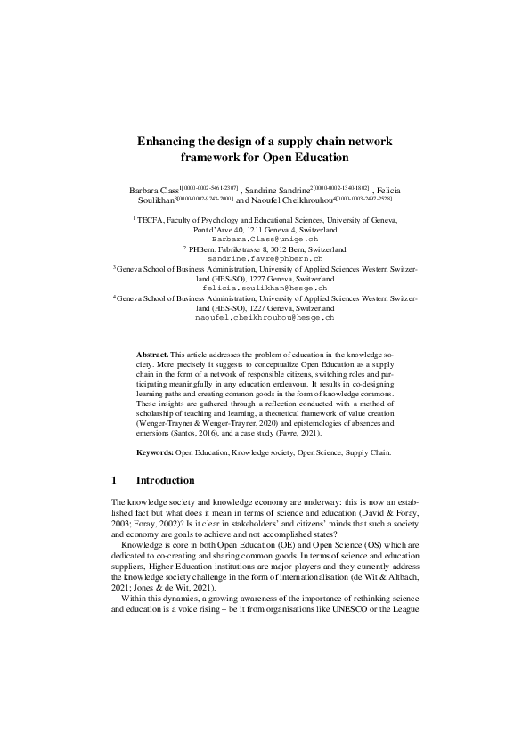 (PDF) Enhancing the design of a supply chain network framework for Open ...