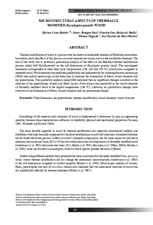 (PDF) Microstructural aspects of thermally modified Eucalyptus grandis wood
