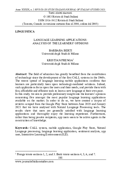 (PDF) LANGUAGE LEARNING APPLICATIONS: ANALYSIS OF THE LEARNERS' OPINIONS