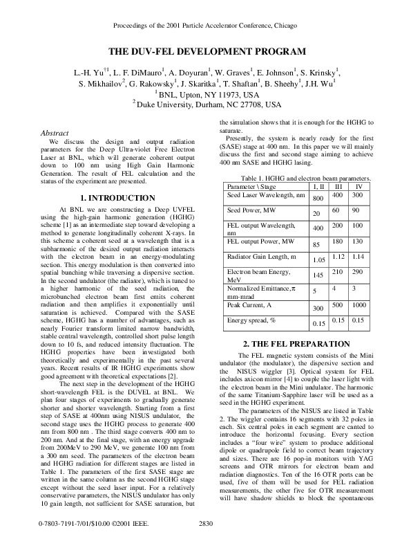 (PDF) The DUV-FEL development program