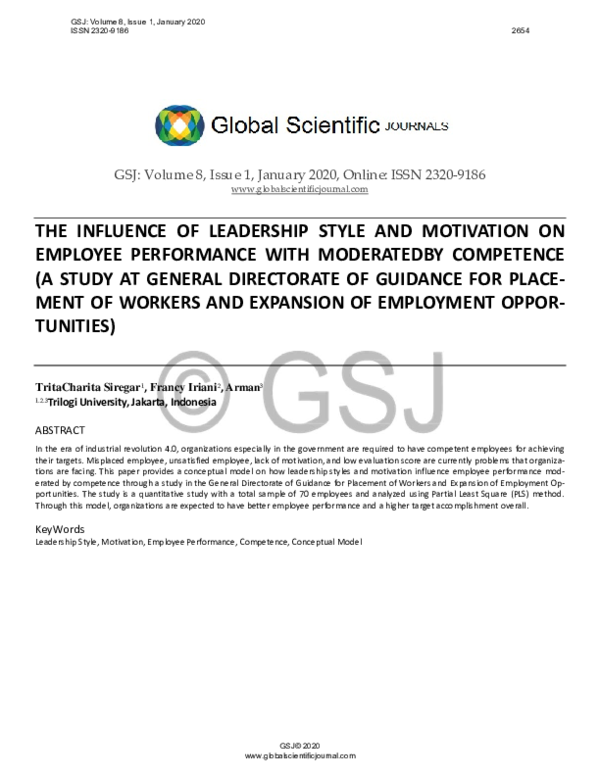 (PDF) The Influence of Leadership Style and Motivation on Employee ...