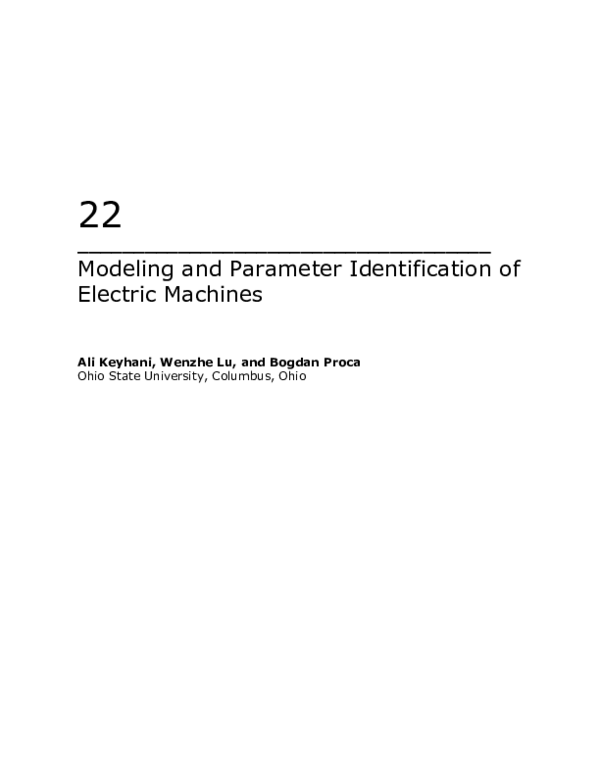 (PDF) Modeling and Parameter Identification of Electric Machines
