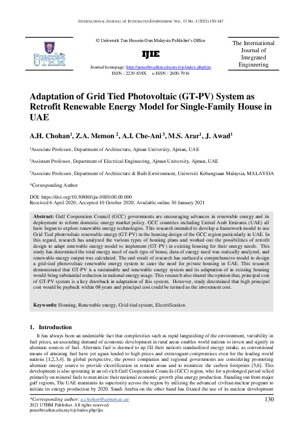 (PDF) Adaptation of Grid Tied Photovoltaic (GT-PV) System as Retrofit ...