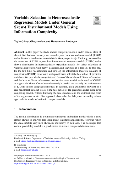 (PDF) Variable Selection in Heteroscedastic Regression Models Under ...
