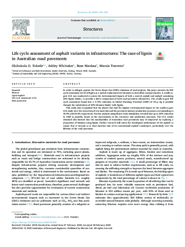 (PDF) Life cycle assessment of asphalt variants in infrastructures: The ...