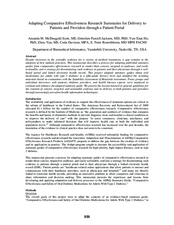 (PDF) Adapting comparative effectiveness research summaries for ...