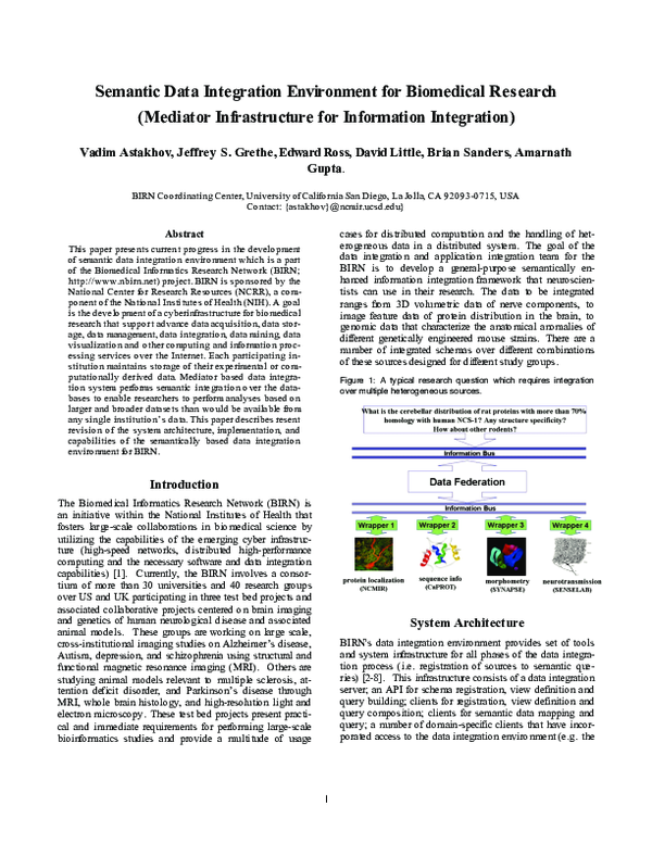 (PDF) Semantic Data Integration Environment for Biomedical Research ...