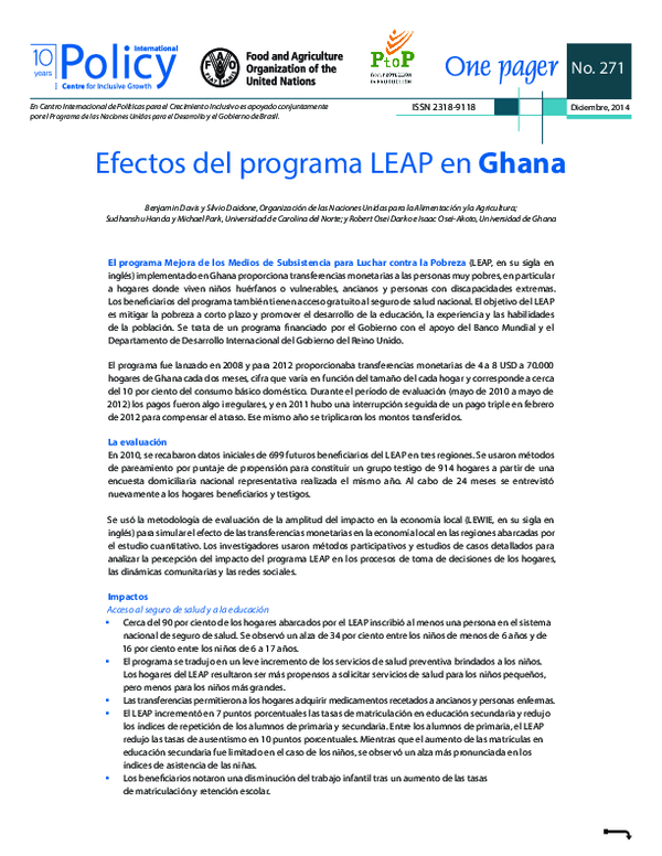 (PDF) Efectos del programa LEAP en Ghana