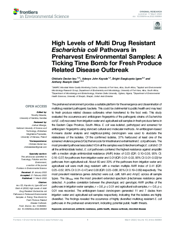 (PDF) High Levels of Multi Drug Resistant Escherichia coli Pathovars in ...