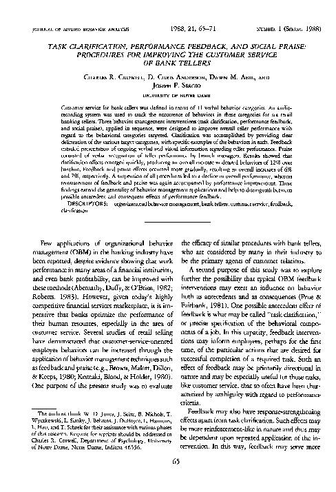 (PDF) Task clarification, performance feedback, and social praise ...