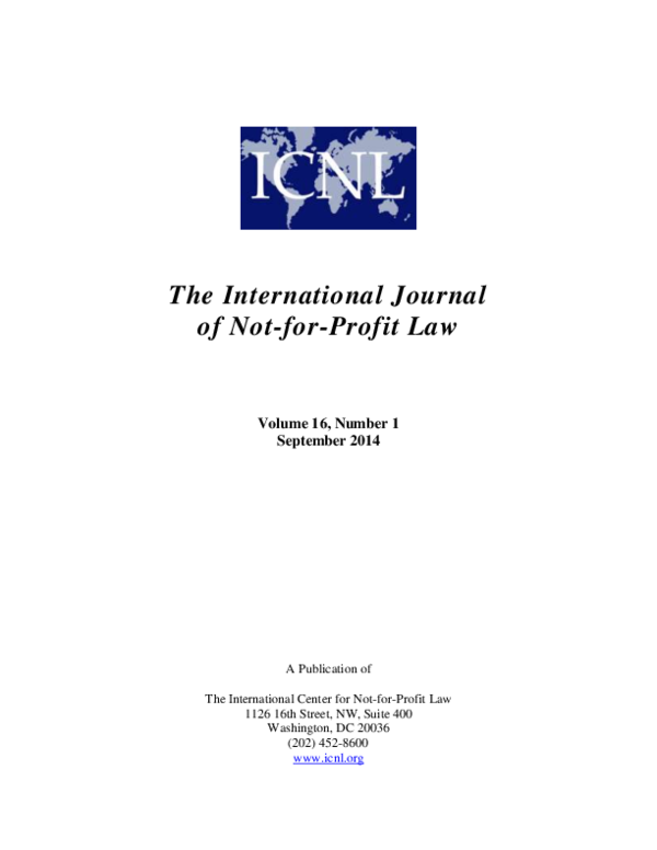 PDF) The International Journal of Not-for-Profit Law The 