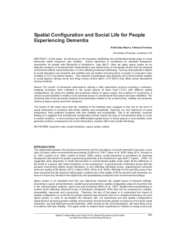(PDF) Spatial Configuration and Social Life for People Experiencing ...