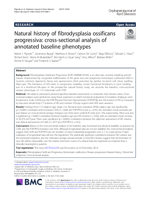 (PDF) Natural history of fibrodysplasia ossificans progressiva: cross ...