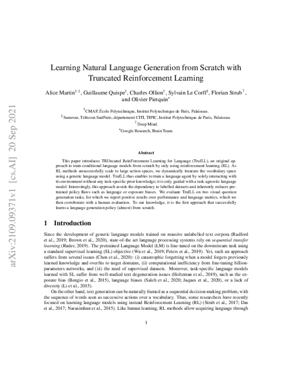 (PDF) Learning Natural Language Generation from Scratch