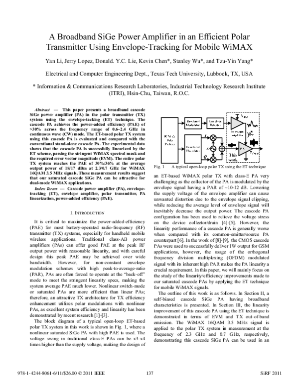 (PDF) A broadband SiGe power amplifier in an efficient polar ...