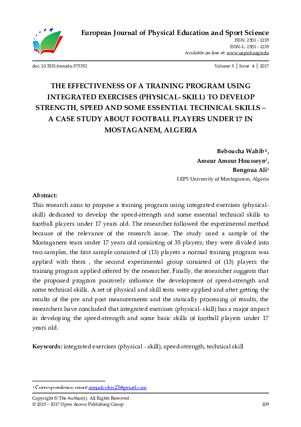 (PDF) The Effectiveness of a Training Program Using Integrated ...