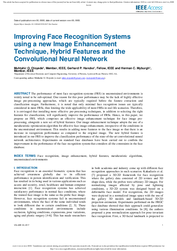 (PDF) Improving Face Recognition Systems using a new Image Enhancement ...